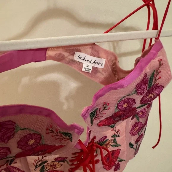 For Love And Lemons Pink Floral Lace-Up Corset - Picture 4 of 4